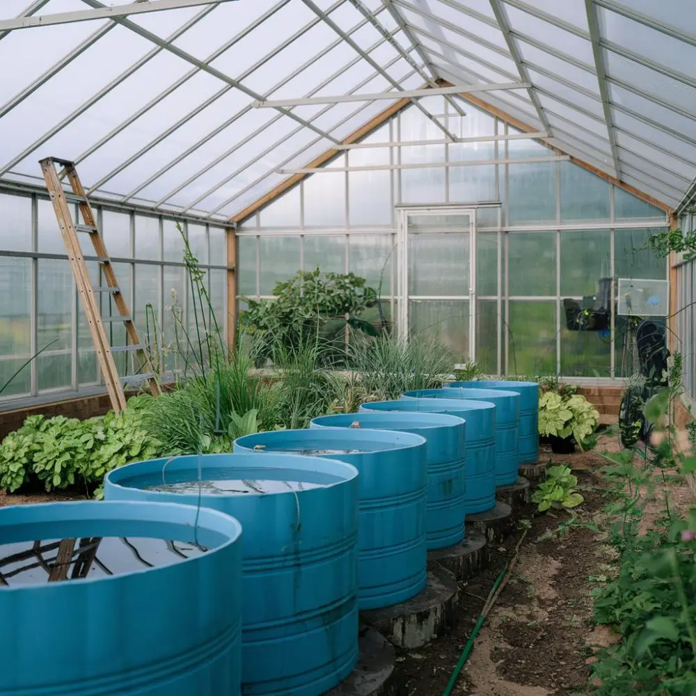 Thermal Mass Water Heaters in a Greenhouse
